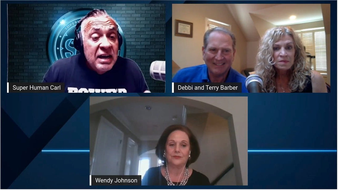 Still image from a video call between Debbi and Terry Barber, Wendy Johnson, and Carl.