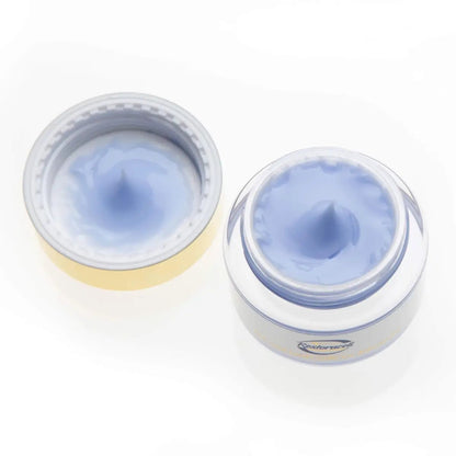 A small tub of Vitali's blue advanced eye and lash formula.